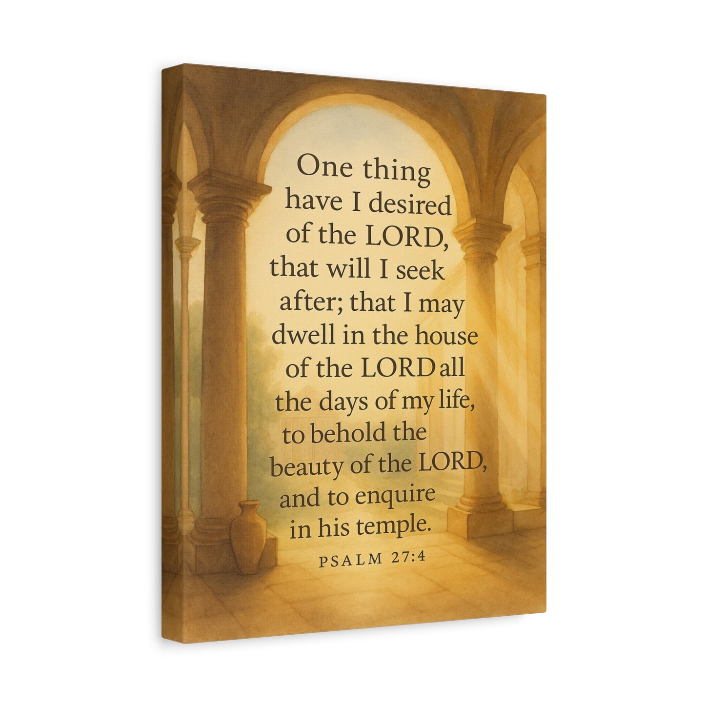 Bible Verse Canvas Psalm 27:4 Christian Home Décor Wall Art Scripture Ready to Hang Faith Print