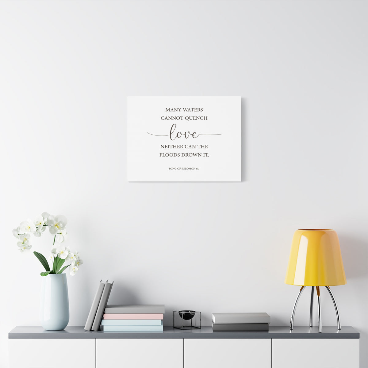 Scripture Canvas Love Song Of Solomon 8:7 Christian Wall Art Bible Verse Print Ready to Hang