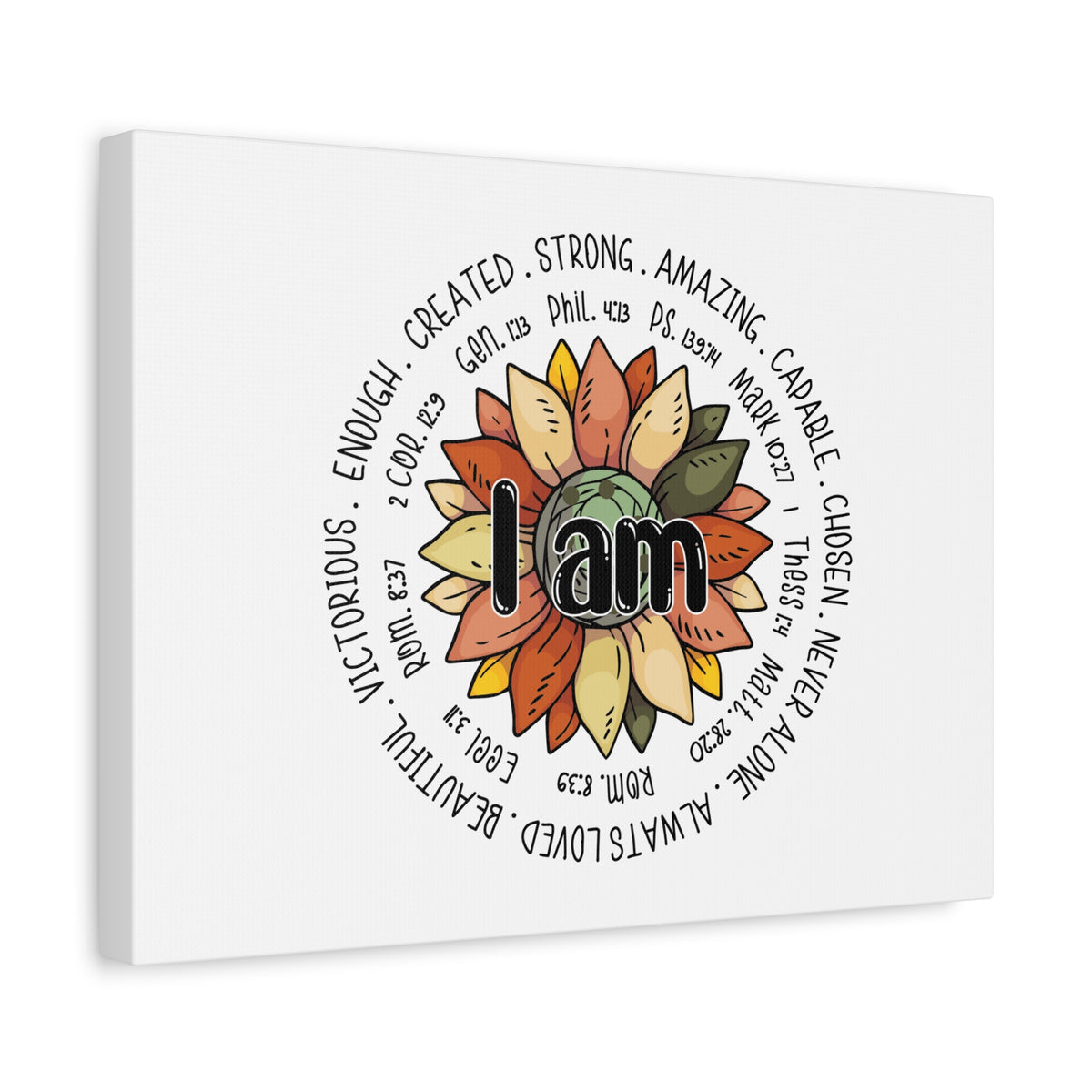 Scripture Canvas I Am Created Revelation 4:11 Flower Multicolored Christian Wall Art Bible Verse Print Ready to Hang