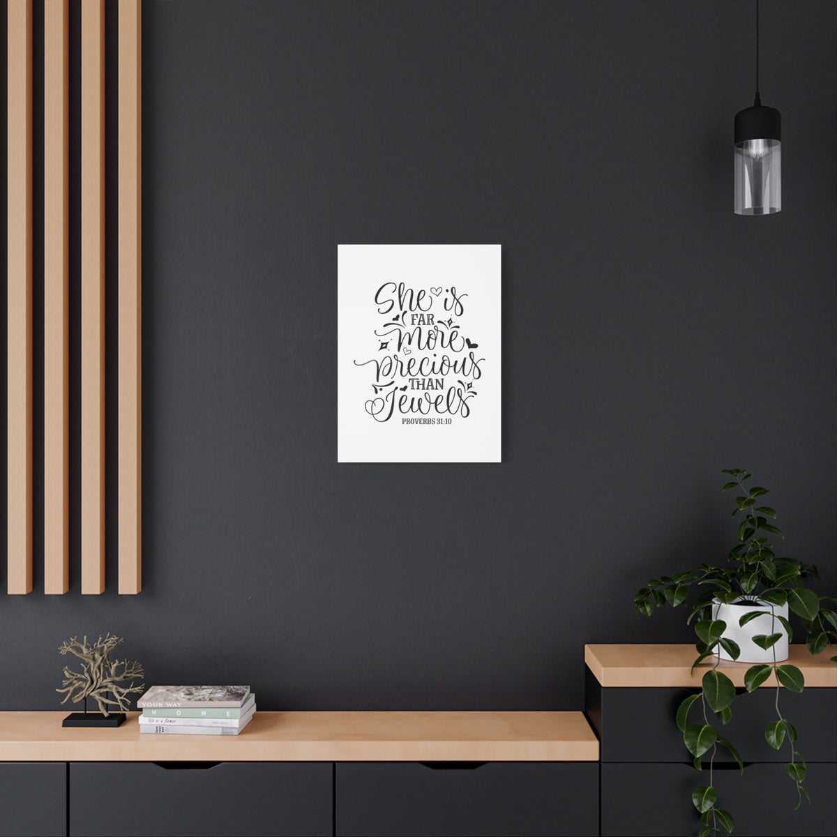 Scripture Canvas More Precious Than Jewels Proverbs 31:10 Christian Wall Art Bible Verse Print Ready to Hang