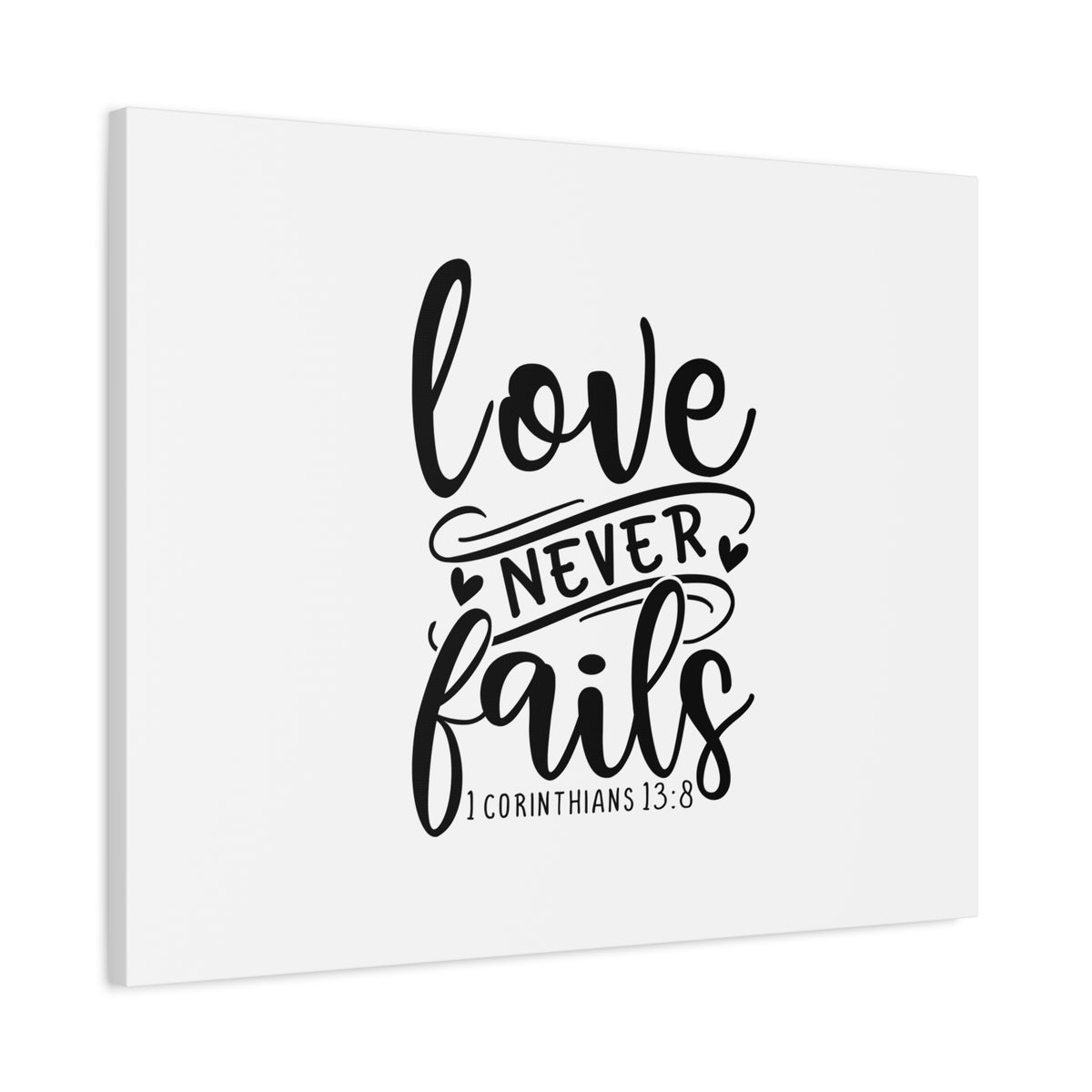 Scripture Canvas Love Never Fails 1 Corinthians 13:8 Christian Wall Art Bible Verse Print Ready to Hang