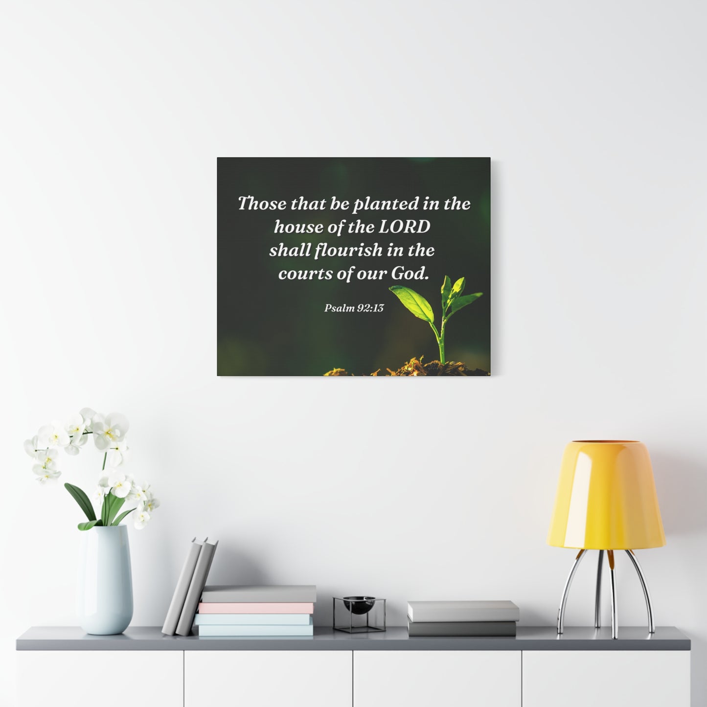 Scripture Walls Shall Flourish Psalm 92:13 Bible Verse Canvas Christian Wall Art Ready to Hang