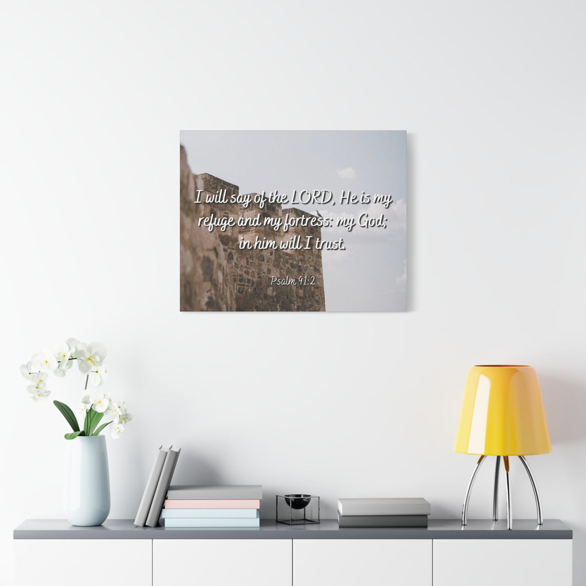 Scripture Canvas My Fortress Psalms 91:2 Christian Wall Art Bible Verse Print Ready to Hang