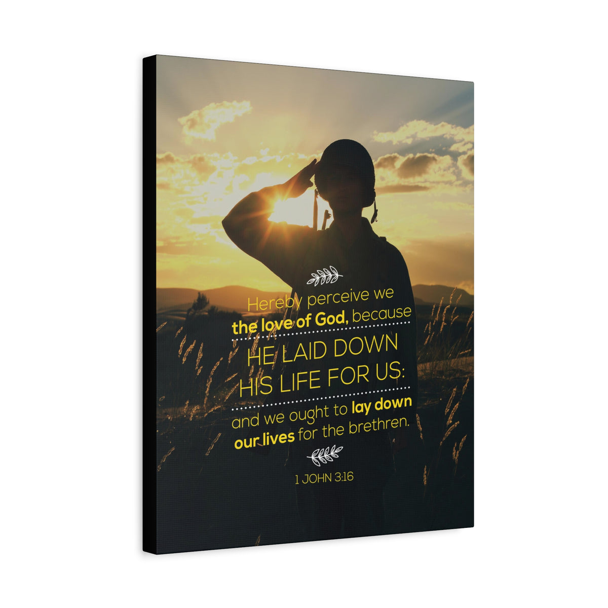 Scripture Canvas Laid Down His 1 John 3:16 Life Christian Wall Art Bible Verse Print Ready to Hang