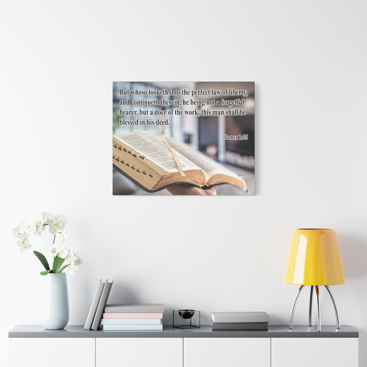 Scripture Canvas Perfect Law of Liberty James 1:25 Christian Wall Art Bible Verse Print Ready to Hang