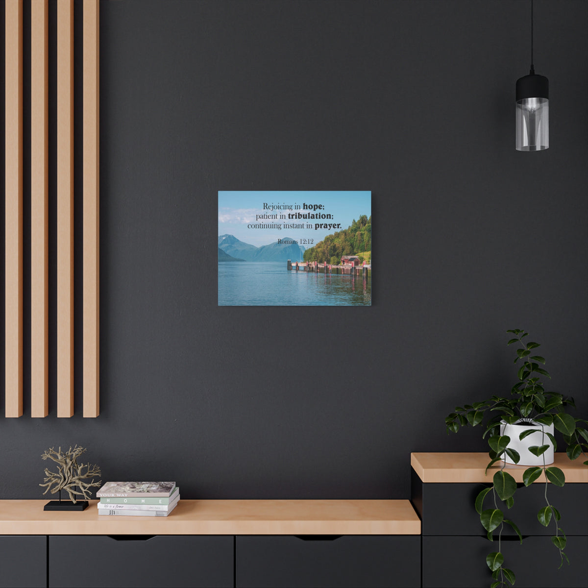 Scripture Canvas Rejoicing in Hope Romans 12:12 Christian Wall Art Bible Verse Print Ready to Hang