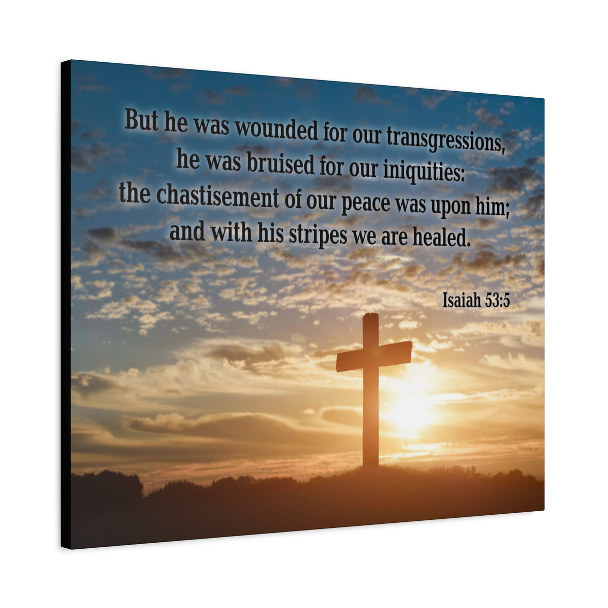 Scripture Canvas Wounded For Our Transgressions Isaiah 53:5 Christian Wall Art Bible Verse Print Ready to Hang
