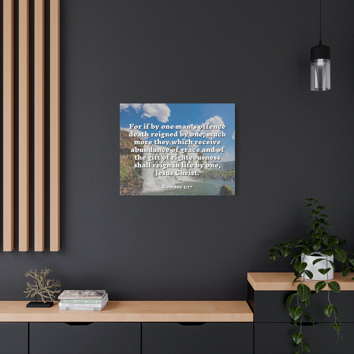 Scripture Canvas Gift Of Righteousness Romans 5:17 Christian Wall Art Bible Verse Print Ready to Hang