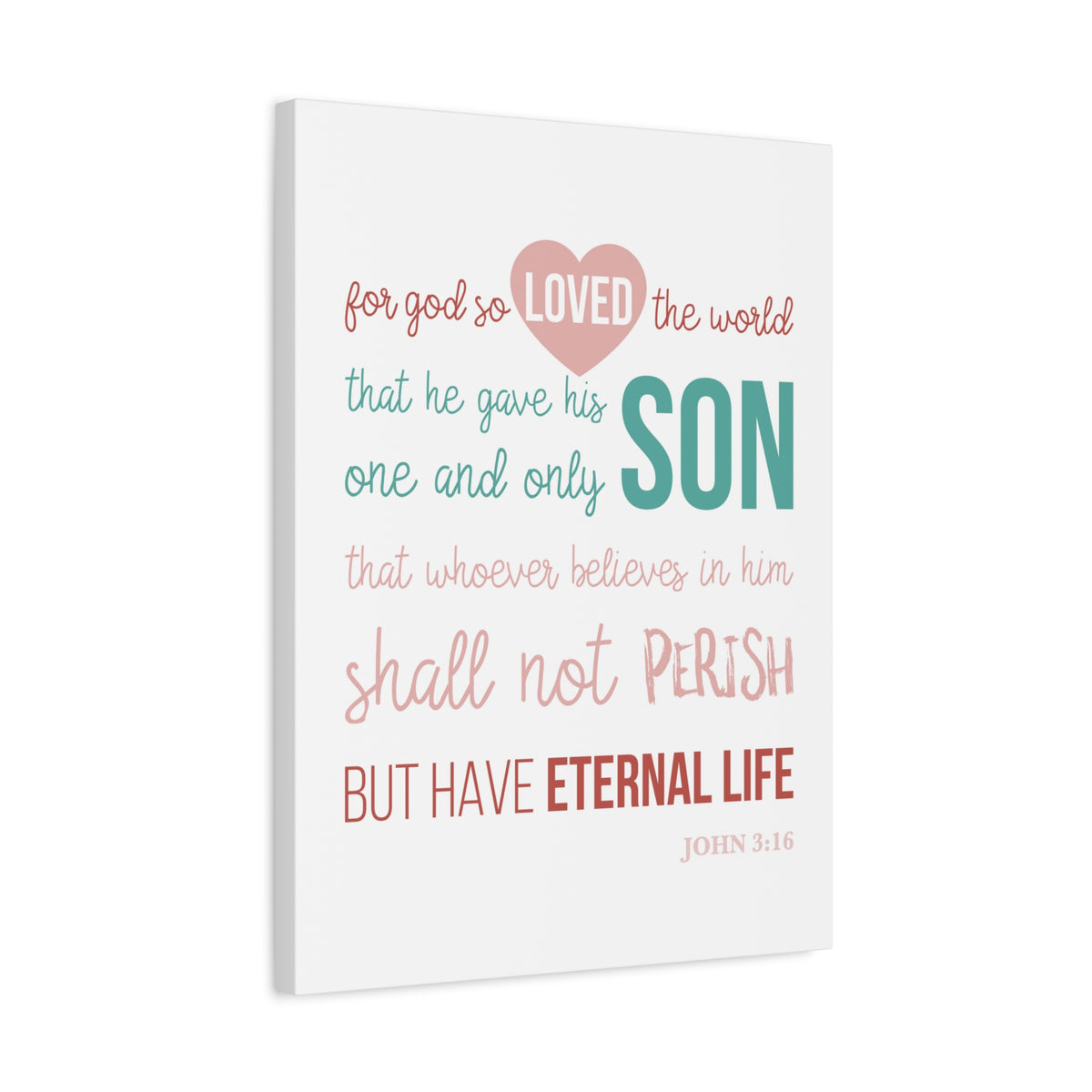 Scripture Canvas For God So Love John 3:16 Christian Wall Art Bible Verse Print Ready To Hang