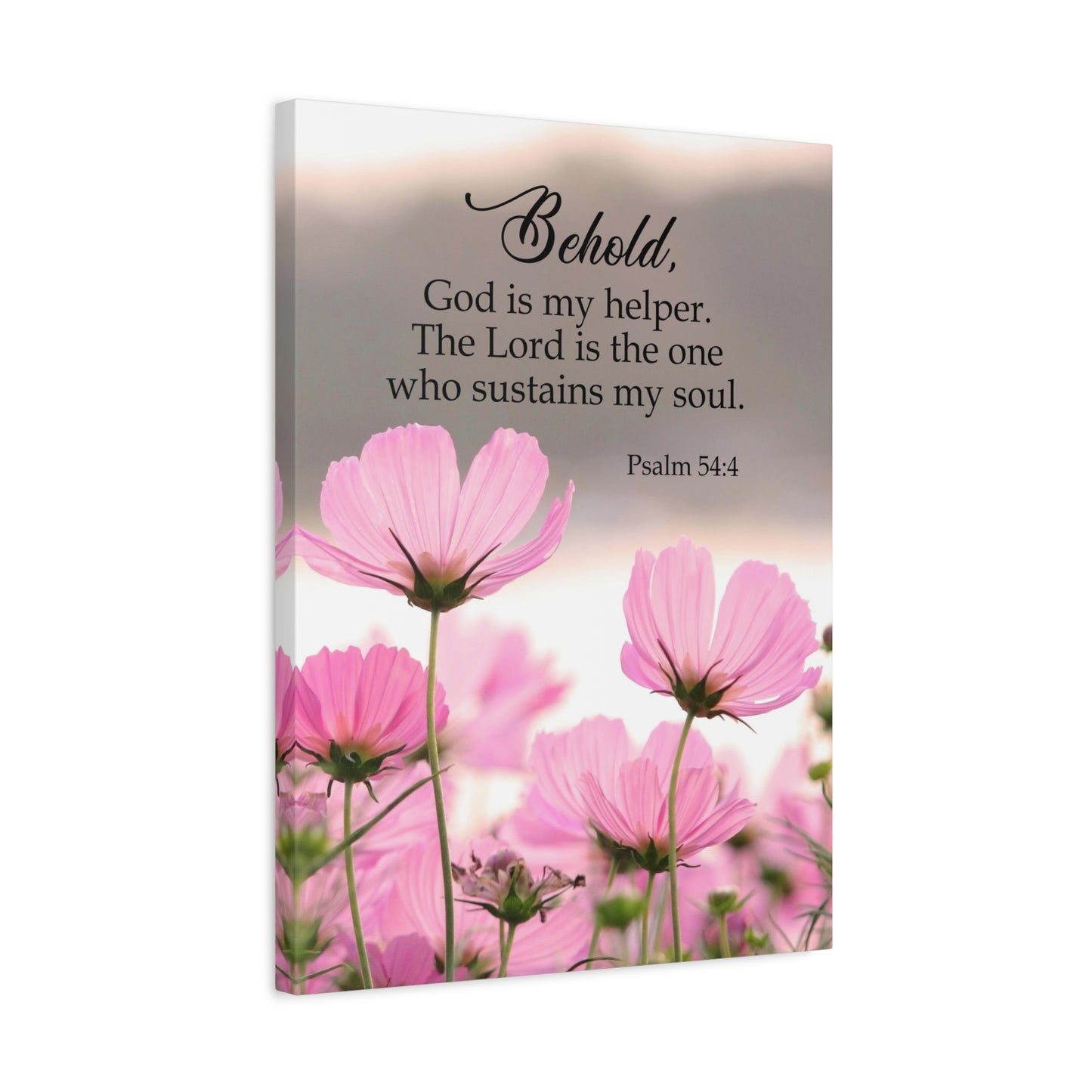 Scripture Canvas Behold, God is My Helper Psalm 54:4 Christian Wall Art Bible Verse Print Ready to Hang