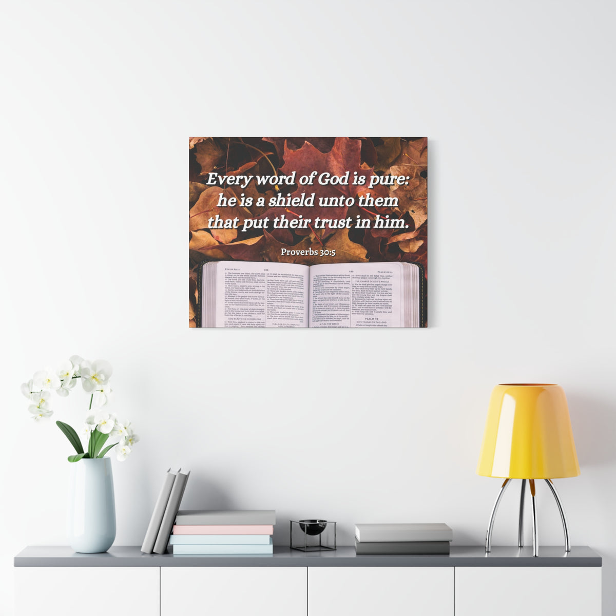 Scripture Canvas A Shield Proverbs 30:5 Christian Wall Art Bible Verse Print Ready to Hang