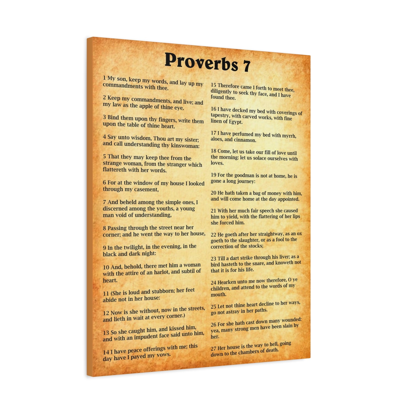 Scripture Walls Proverbs Chapter 7 Gold Bible Canvas Christian Wall Art Ready to Hang Unframed