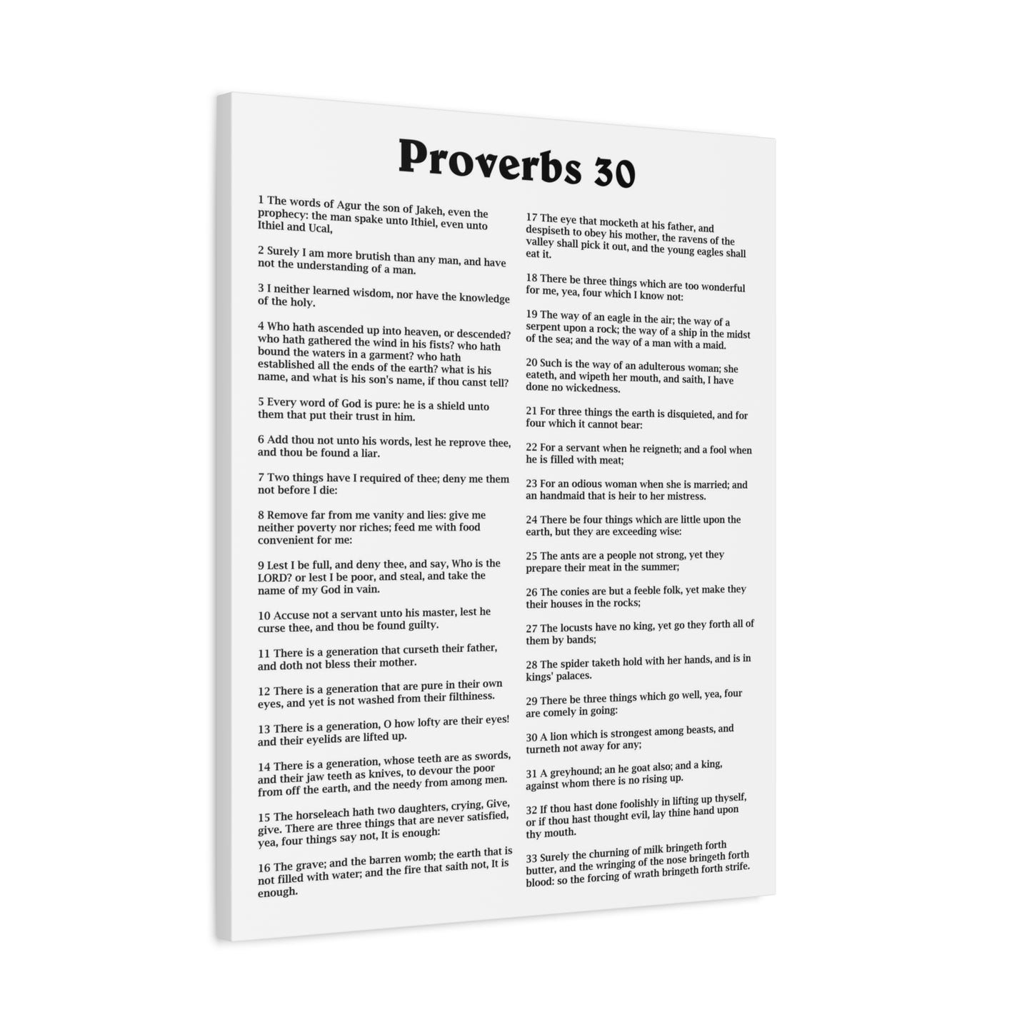 Scripture Walls Proverbs Chapter 30 White Bible Canvas Christian Wall Art Ready to Hang Unframed