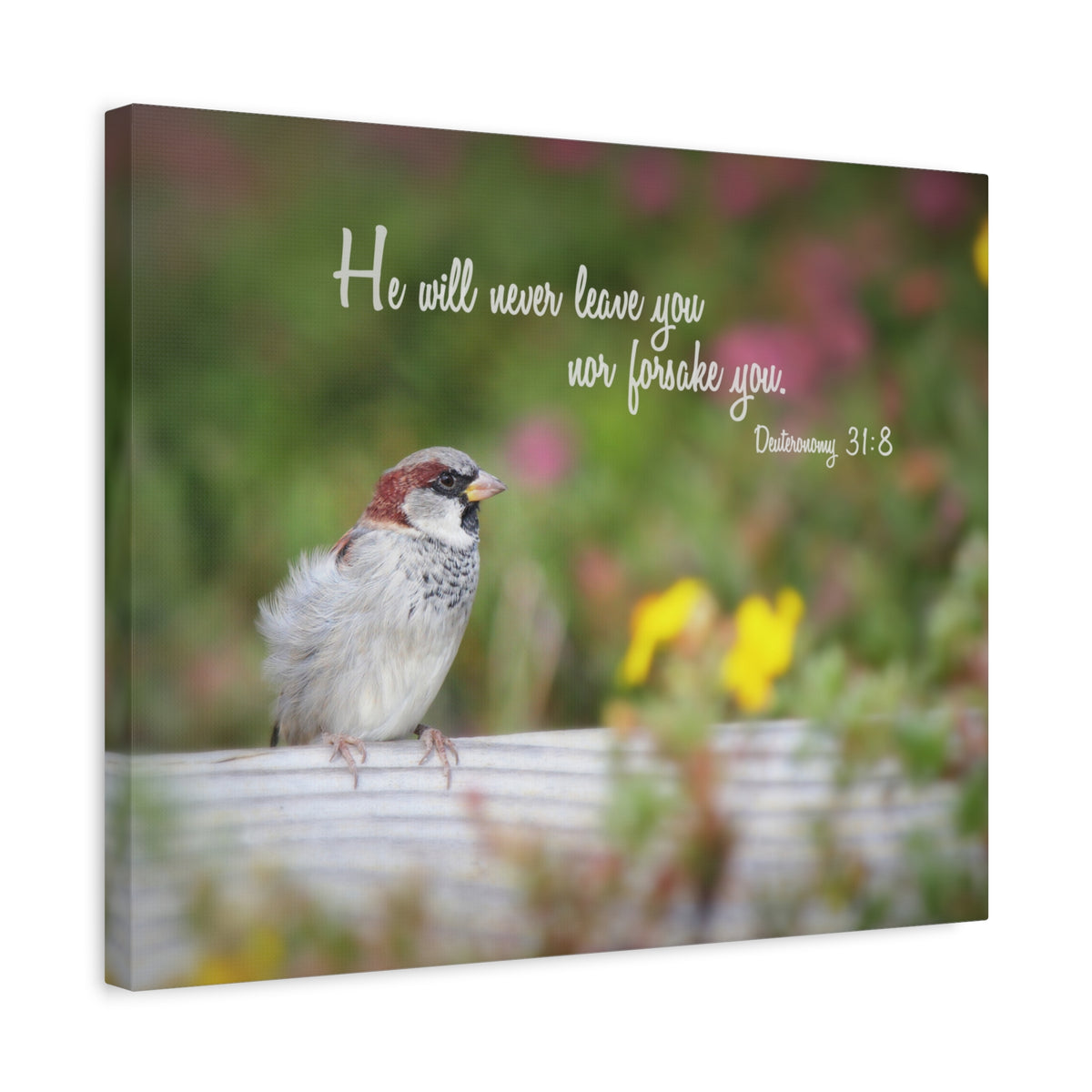 Scripture Canvas Will Never Leave You Deuteronomy 31:8 Christian Wall Art Bible Verse Print Ready to Hang