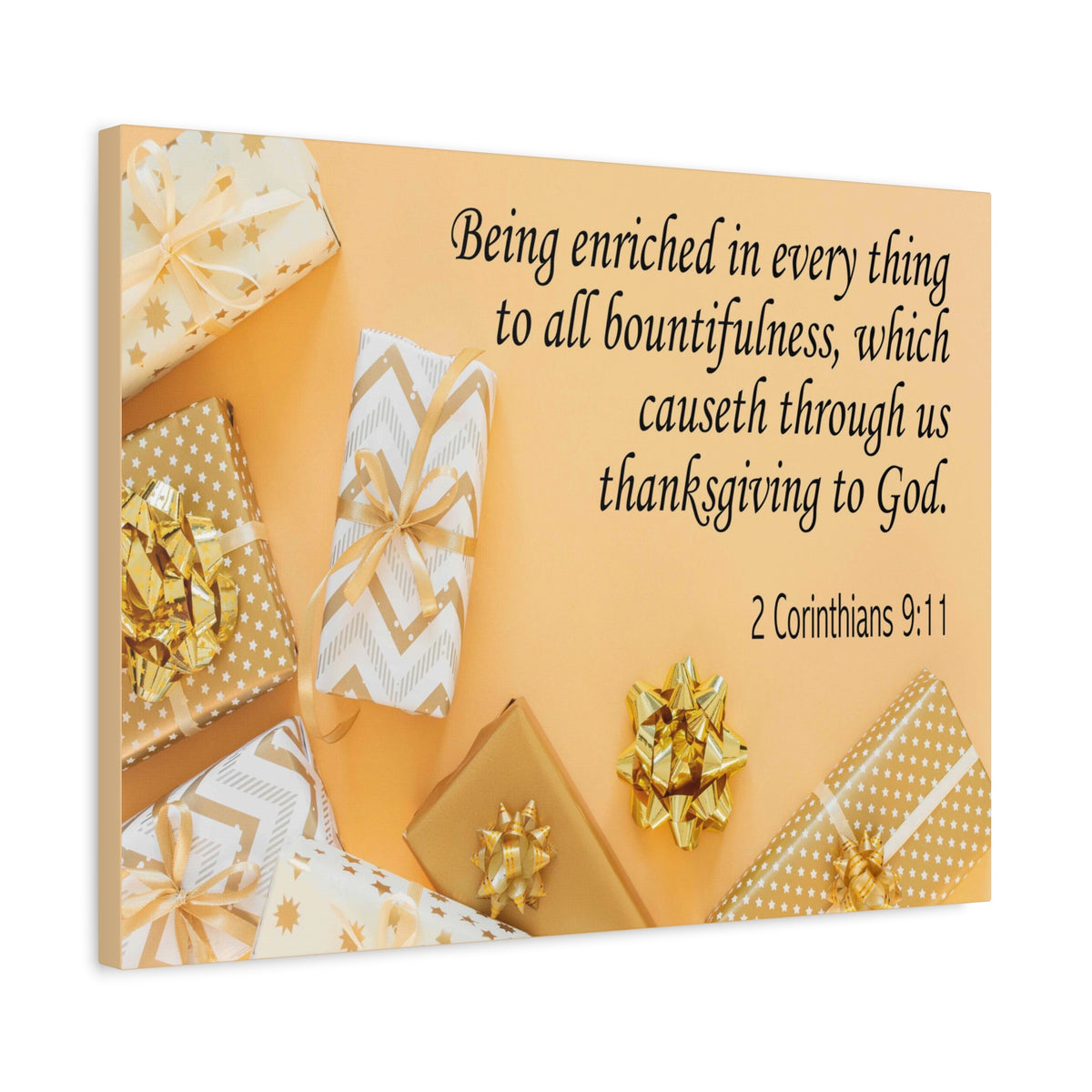Scripture Canvas Thanksgiving to God 2 Corinthians 9:11 Christian Wall Art Bible Verse Print Ready to Hang