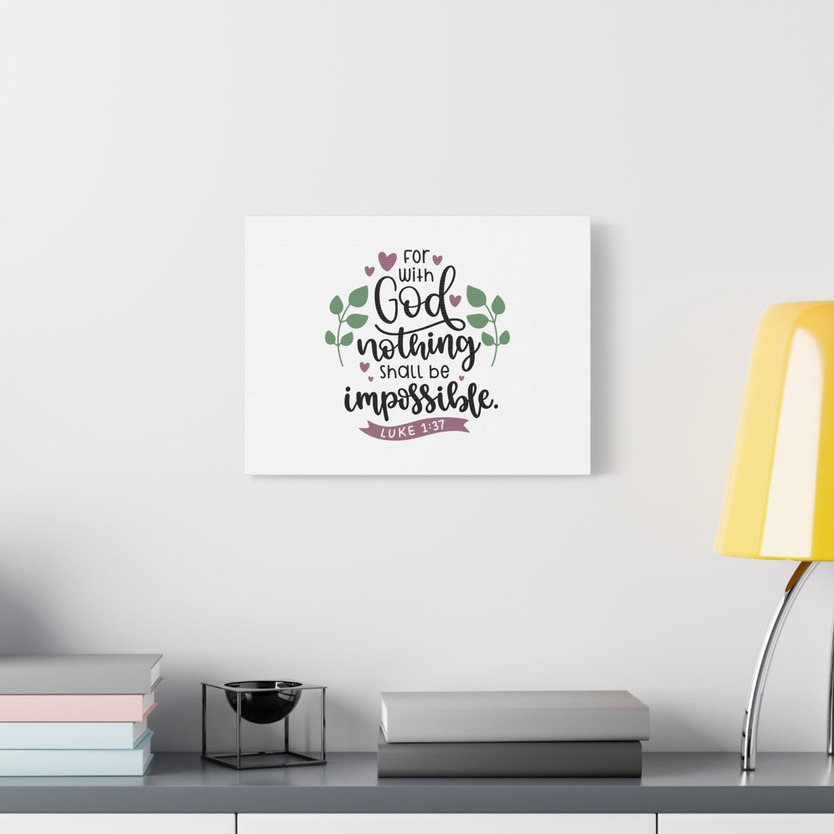 Scripture Canvas For With God Luke 1:37 Christian Wall Art Bible Verse Print Ready to Hang