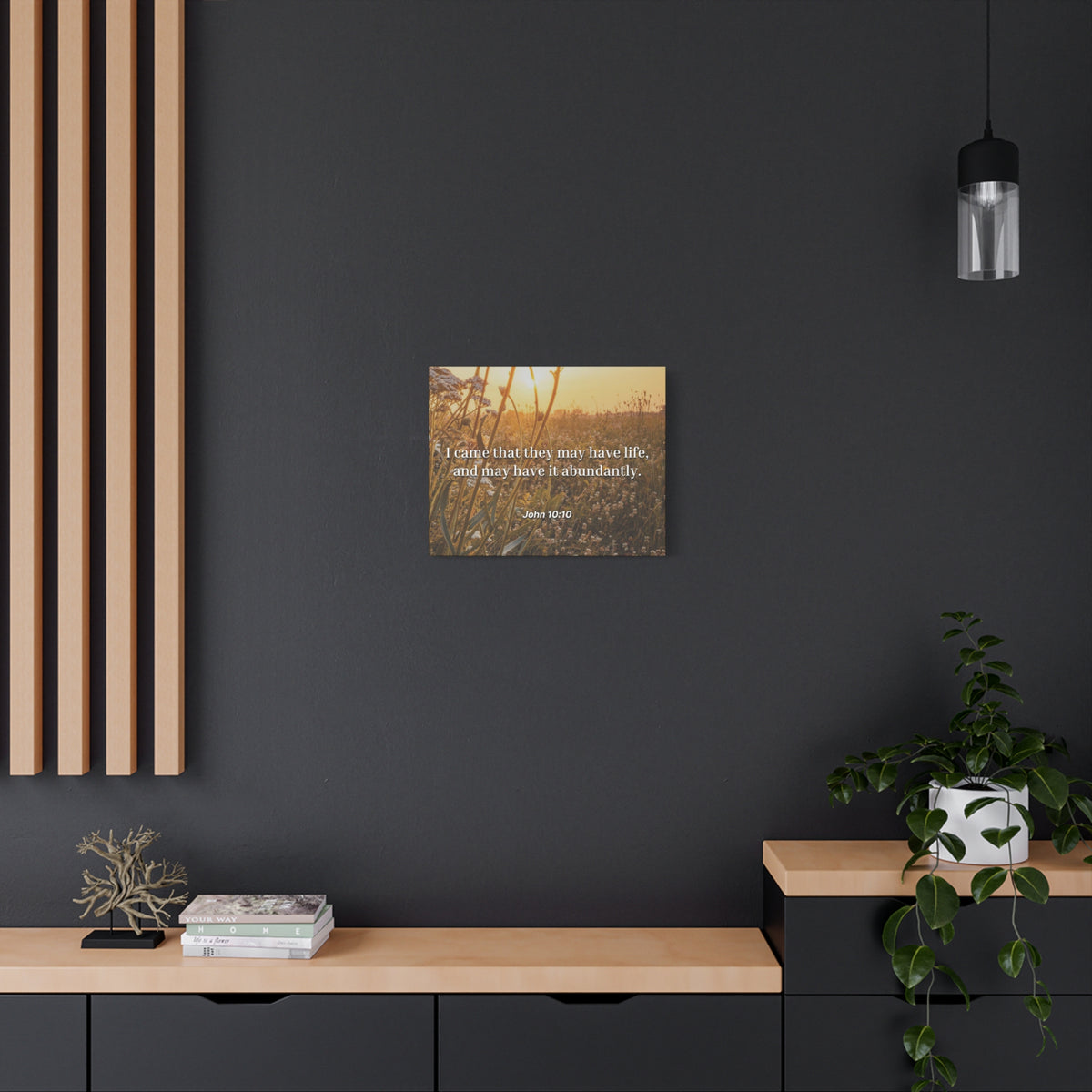 Scripture Canvas Abundantly John 10:10 Christian Wall Art Bible Verse Print Ready to Hang