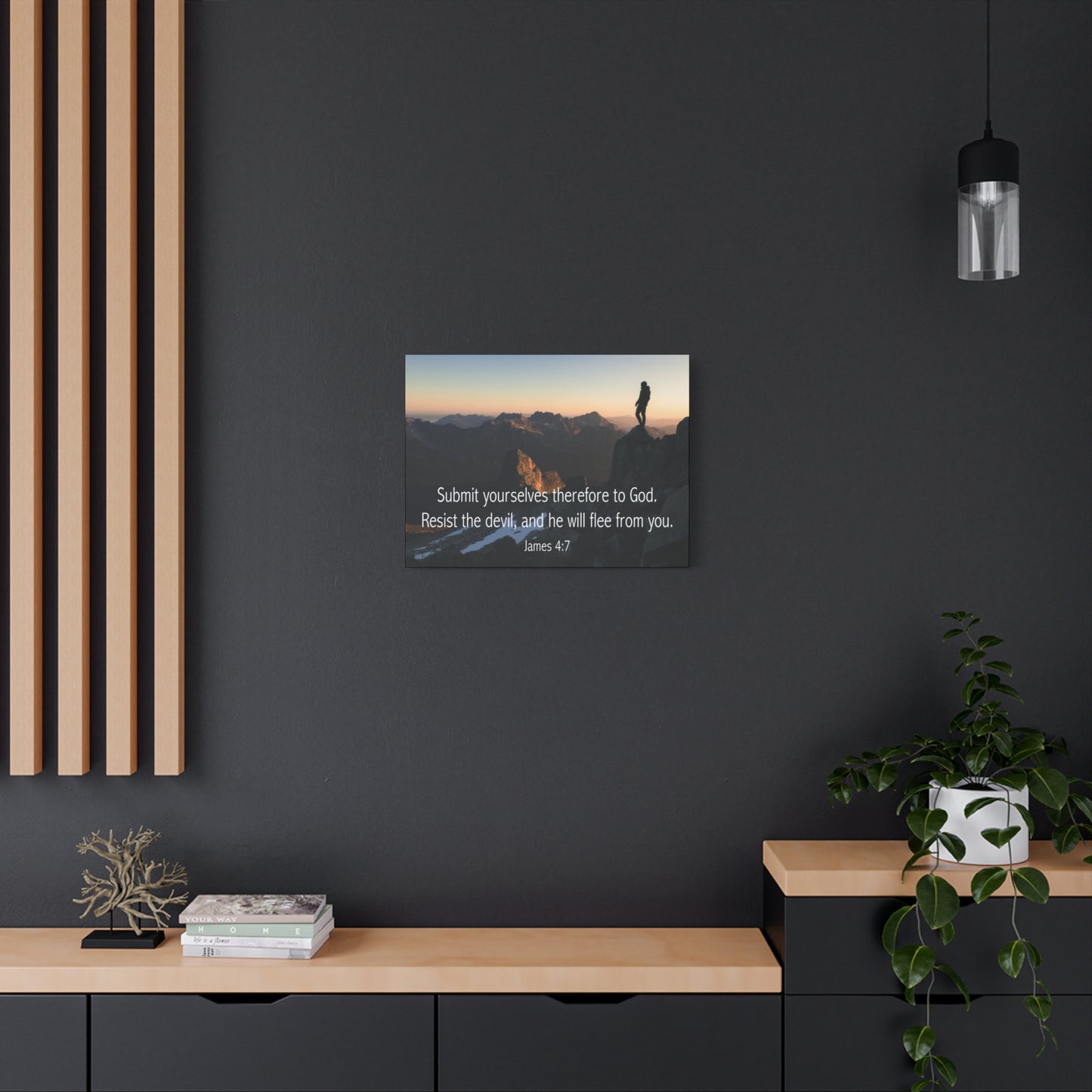 Bible Verse Canvas Resist the Devil James 4:7 Christian Home Décor Wall Art Scripture Ready to Hang Faith Print