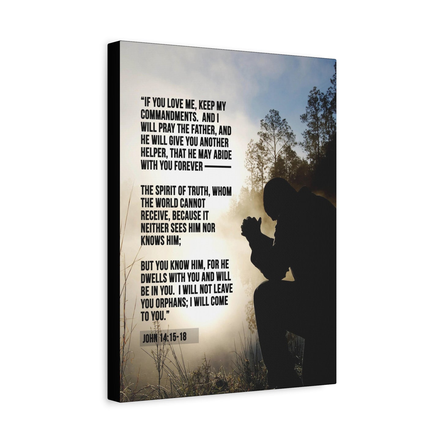 Scripture Canvas Keep my Commandments John 14:15‭-‬18 Christian Wall Art Bible Verse Print Ready to Hang