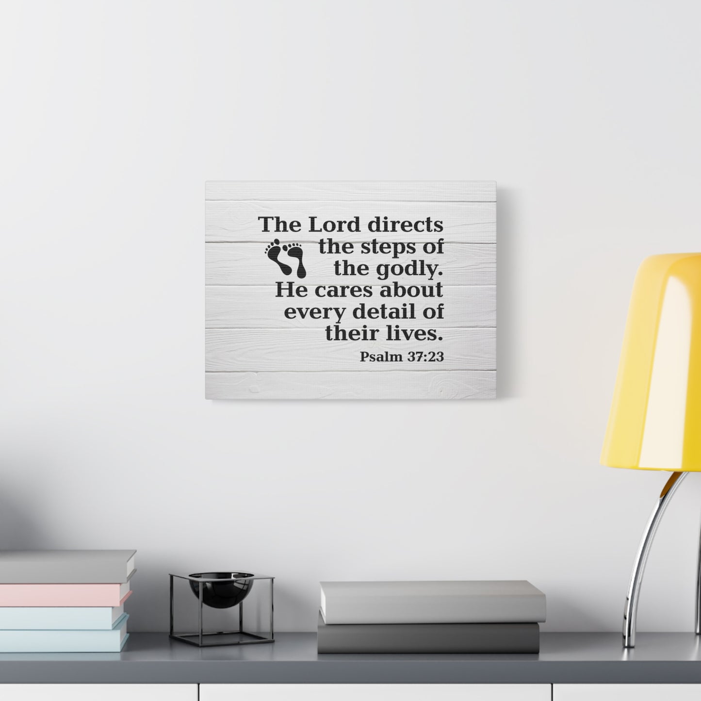Bible Verse Canvas Lord Directs the Steps Psalm 37:23 Wall Art Christian Home Decor