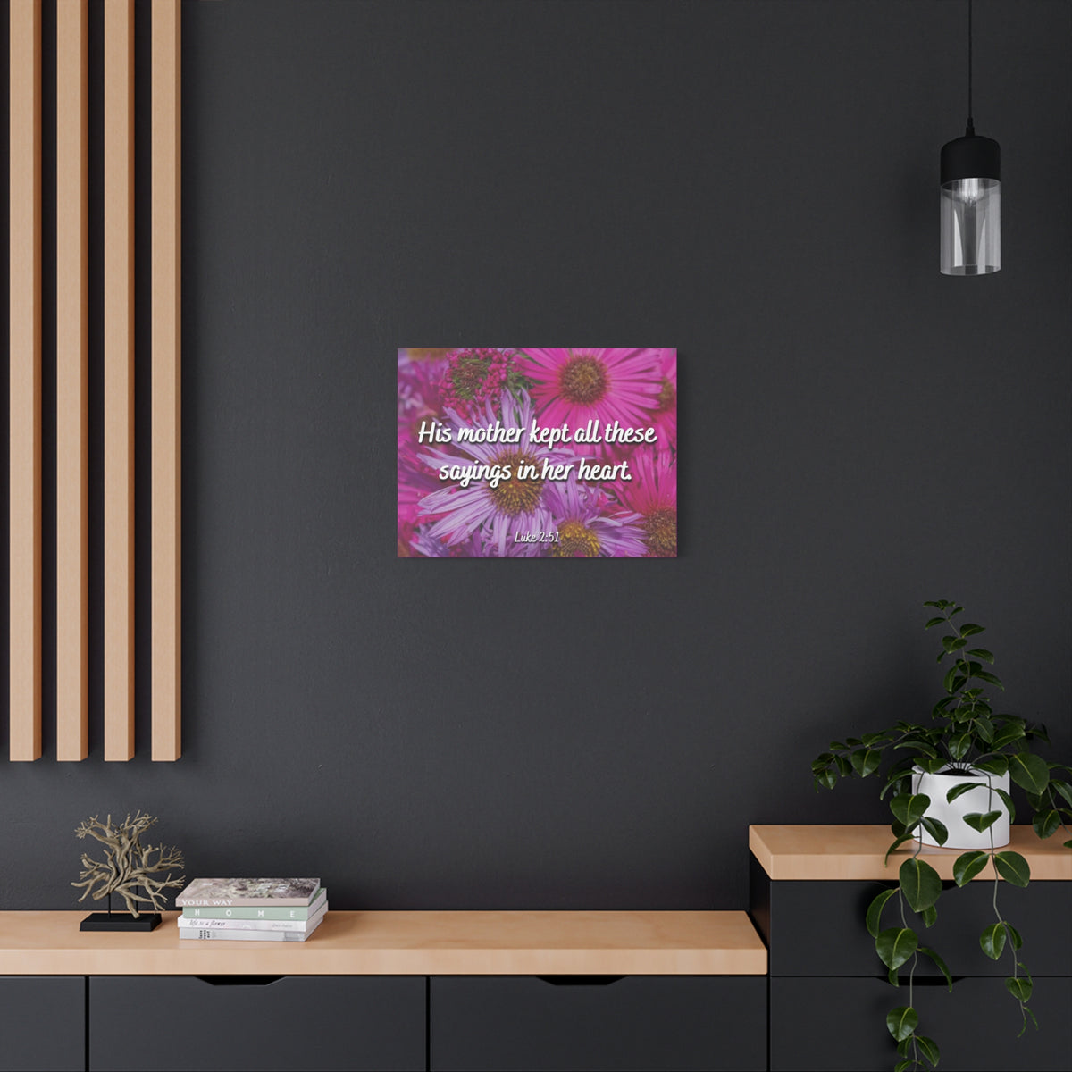 Scripture Canvas Sayings In Her Heart Luke 2:51 Christian Wall Art Bible Verse Print Ready to Hang
