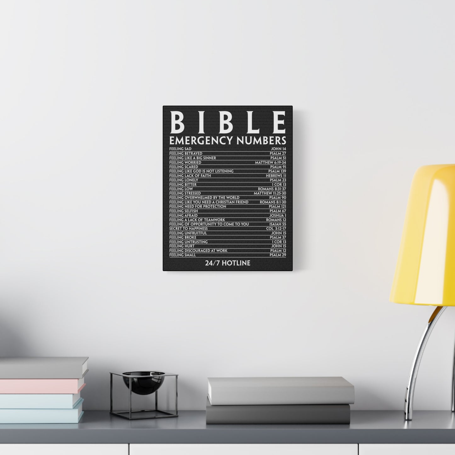 Scripture Walls Bible Emergency Hotline Numbers Bible Verse Canvas Christian Wall Art Ready to Hang Unframed