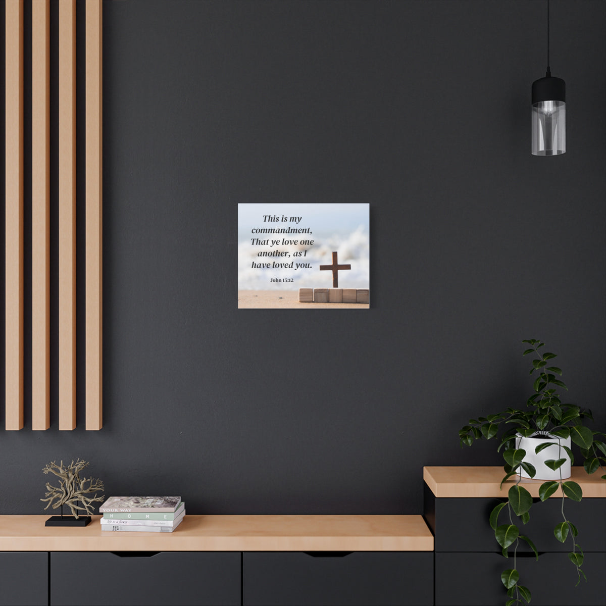 Scripture Canvas My Commandment John 15:12 Christian Wall Art Bible Verse Print Ready to Hang