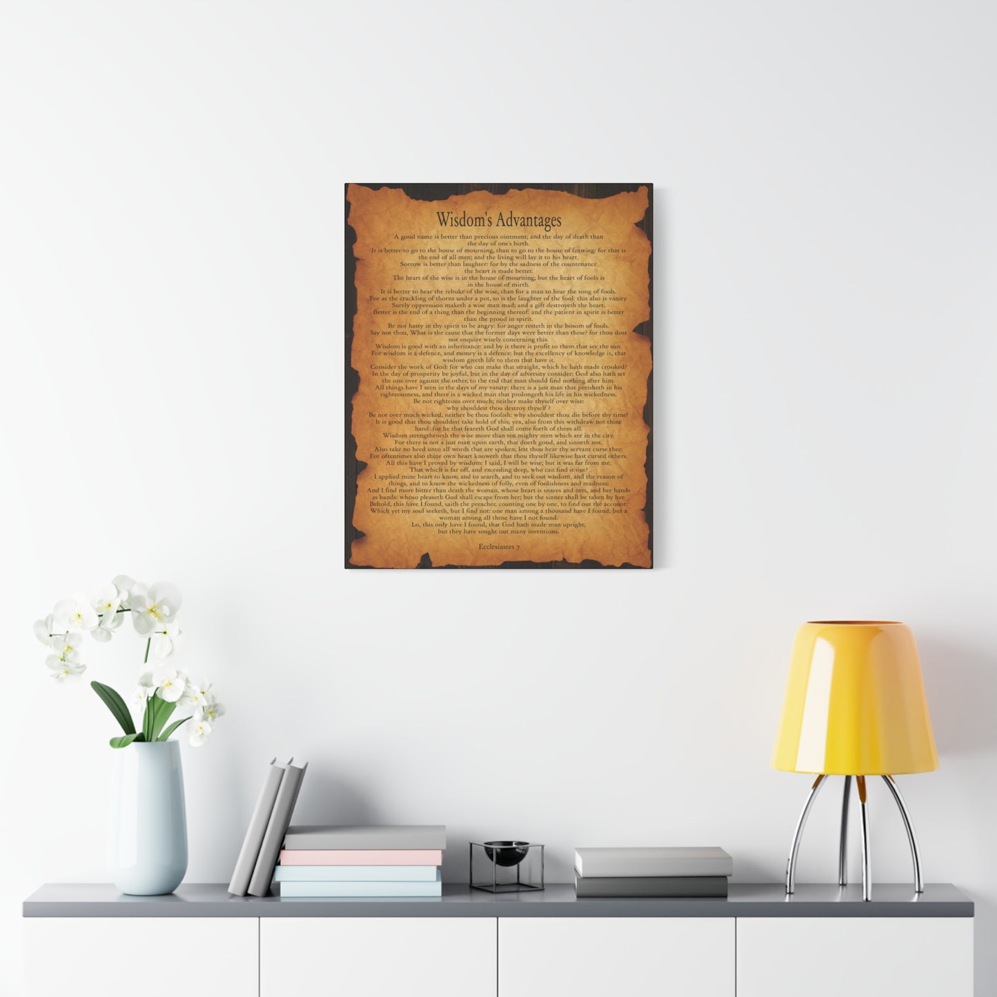 Scripture Walls Wisdom's Advantages Ecclesiastes 7 Gold Brown Bible Verse Canvas Christian Wall Art Ready to Hang