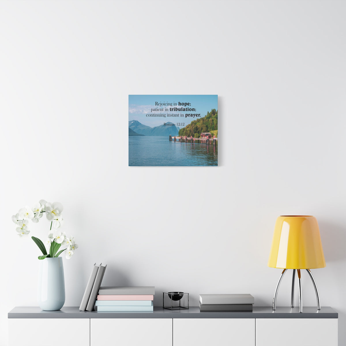 Scripture Canvas Rejoicing in Hope Romans 12:12 Christian Wall Art Bible Verse Print Ready to Hang