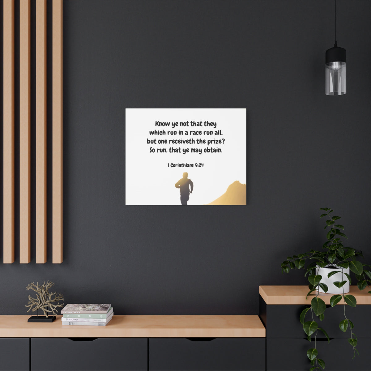 Scripture Canvas Obtain 1 Corinthians 9:24 Christian Wall Art Bible Verse Print Ready to Hang