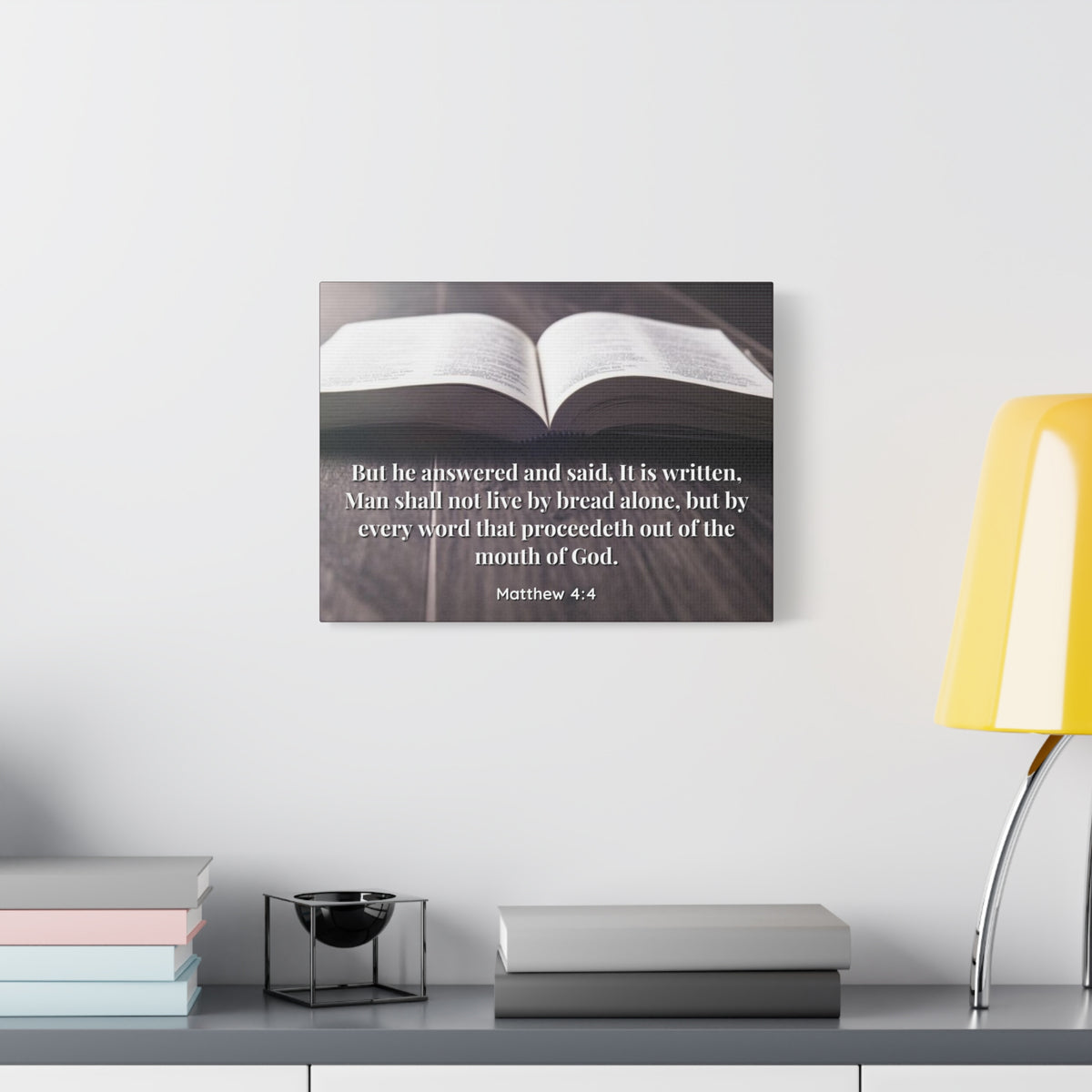 Scripture Canvas Mouth Of God Matthew 4:4 Christian Wall Art Bible Verse Print Ready to Hang