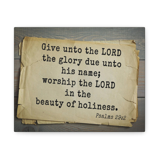 Worship The Lord Psalms 29:2 Bible Verse Canvas Christian Wall Art Bible Verse Print Ready To Hang
