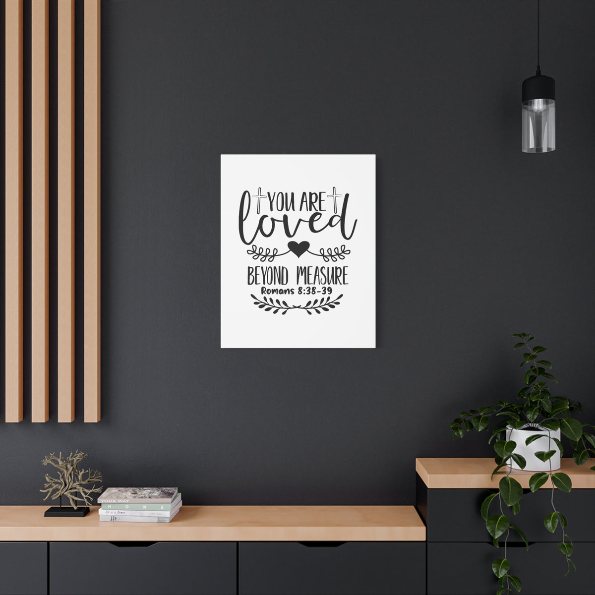 Scripture Canvas You Are Loved White Romans 8:38-39 Christian Wall Art Bible Verse Print Ready to Hang