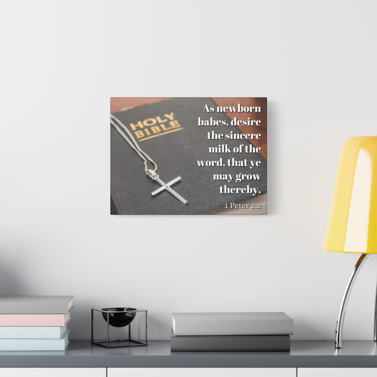 Scripture Canvas Grow 1 Peter 2:2 Christian Wall Art Bible Verse Print Ready to Hang