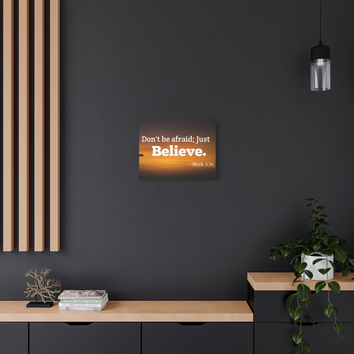 Scripture Canvas Believe Mark 5:36 Christian Wall Art Bible Verse Print Ready to Hang