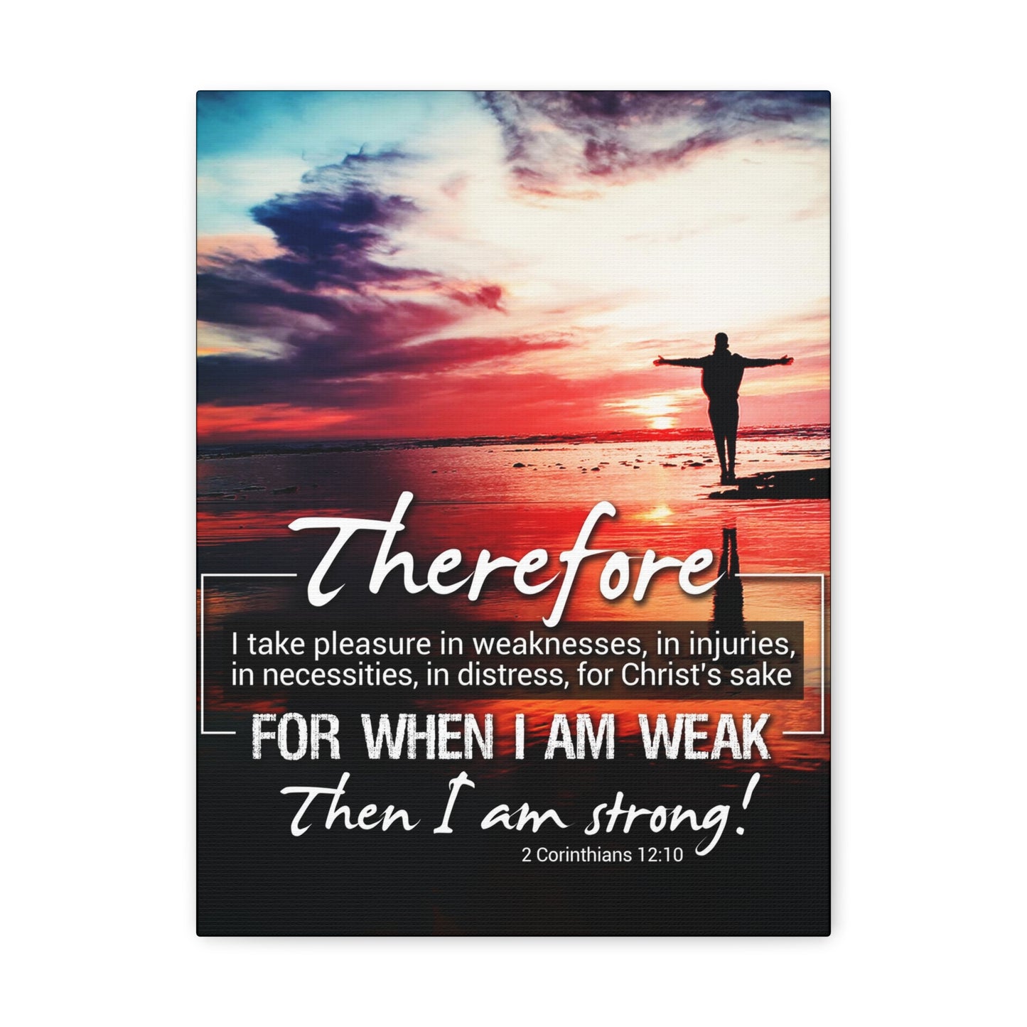 Then I Am Strong 2 Corinthians 12:10 Christian Wall Art Bible Verse Print Ready to Hang