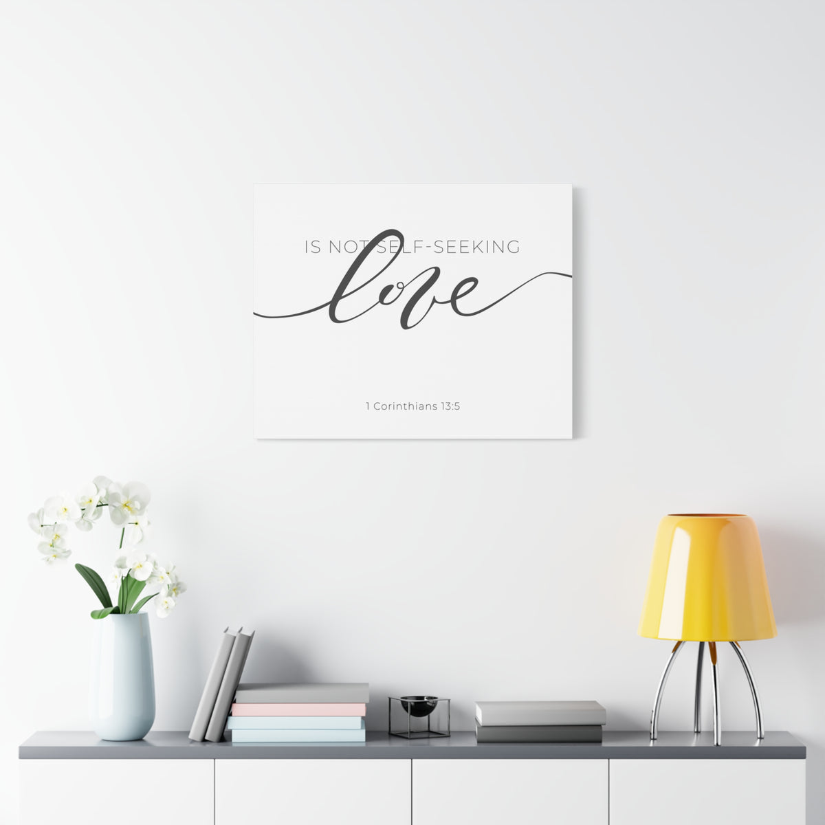 Scripture Canvas Love Cursive 1 Corinthians 13:5 Christian Wall Art Bible Verse Print Ready to Hang