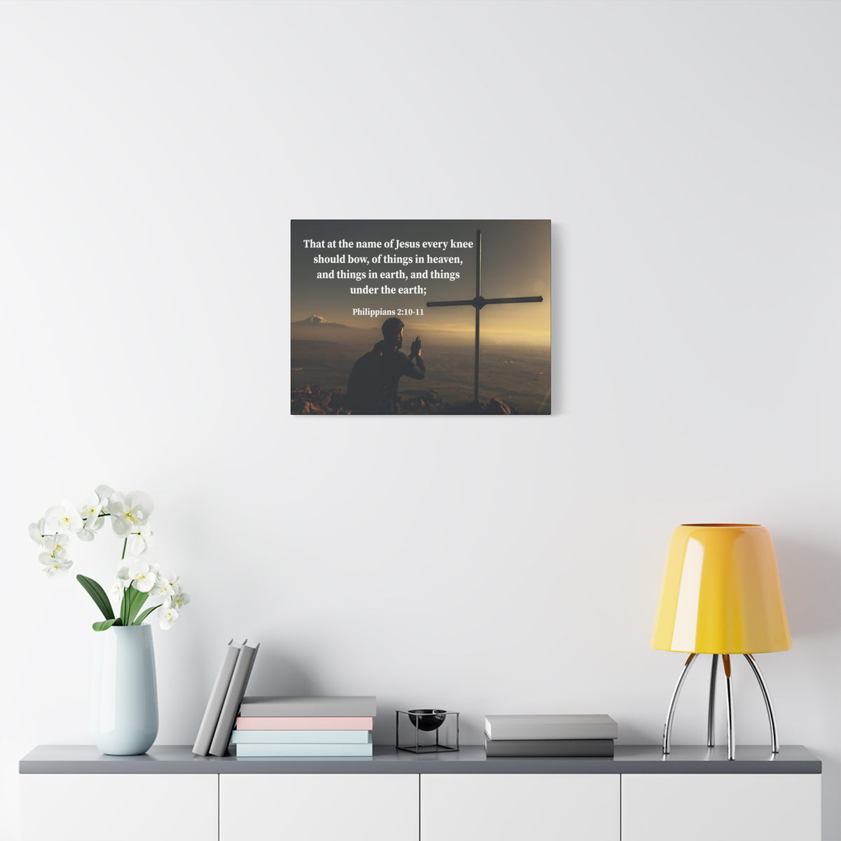 Scripture Canvas Every Knee Shall Bow Philippians 2:10-11 Christian Wall Art Bible Verse Print Ready to Hang