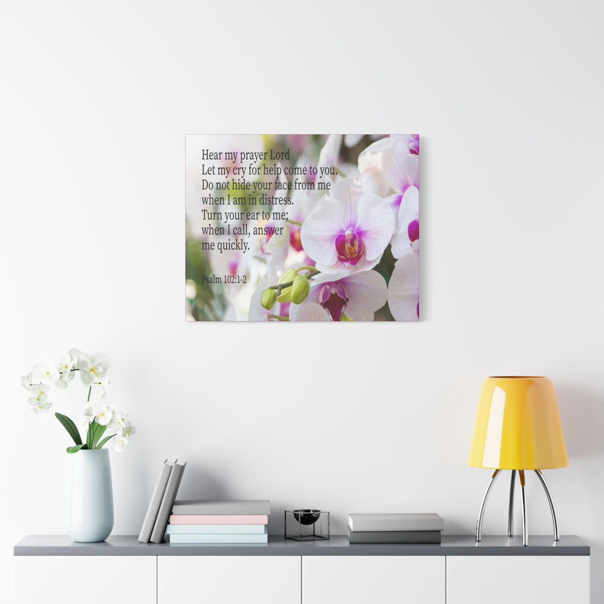 Scripture Canvas Hear My Prayer Lord Psalm 102:1-2 Christian Wall Art Bible Verse Print Ready to Hang