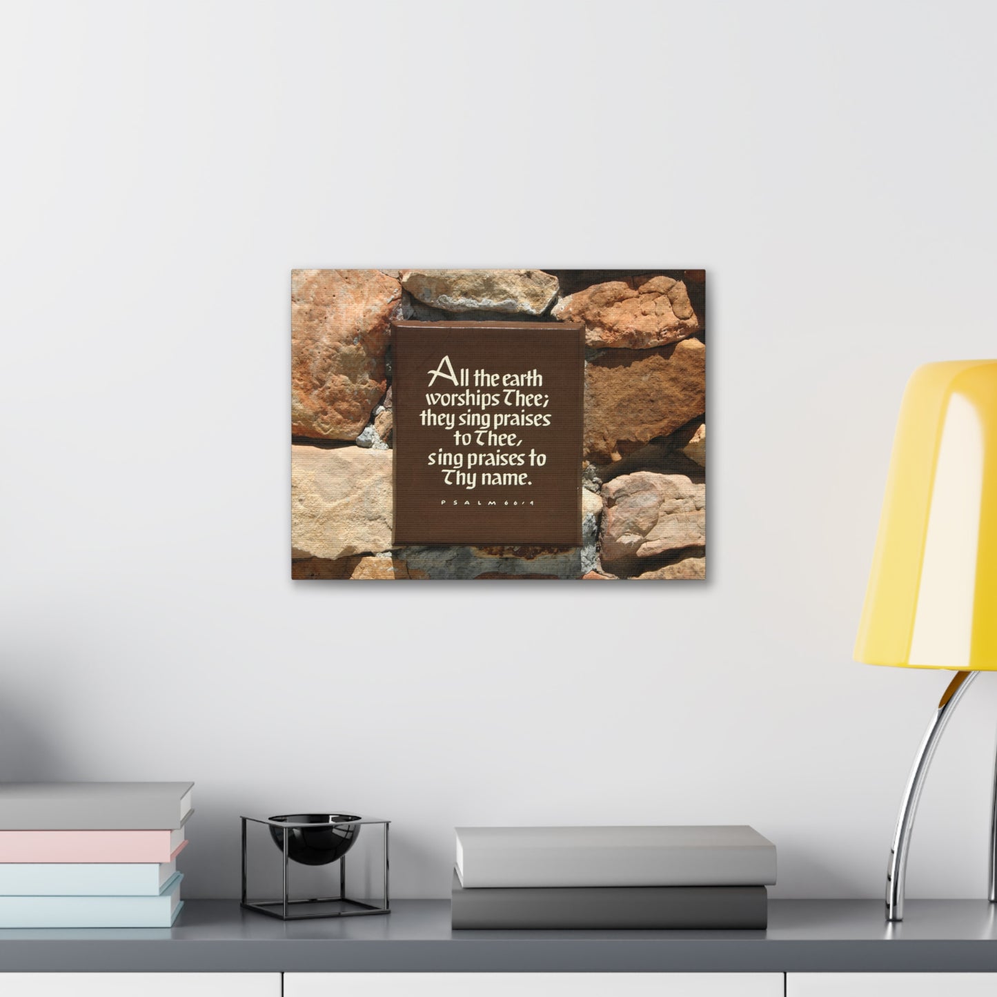 Worships Thee Psalm 66:4 Bible Verse Canvas Christian Wall Art Ready to Hang