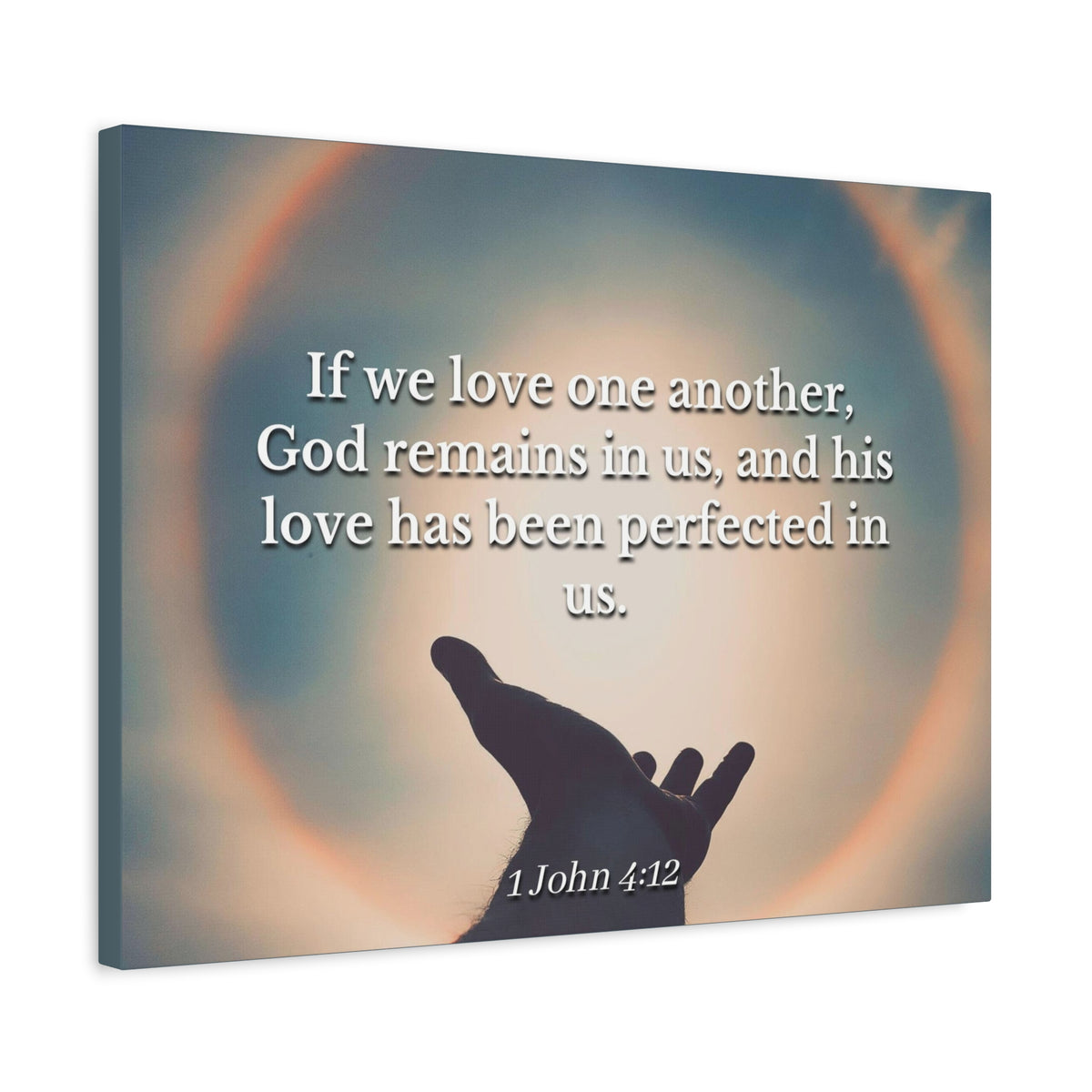 Scripture Canvas Love Is Perfect 1 John 4:12 Christian Wall Art Bible Verse Print Ready to Hang