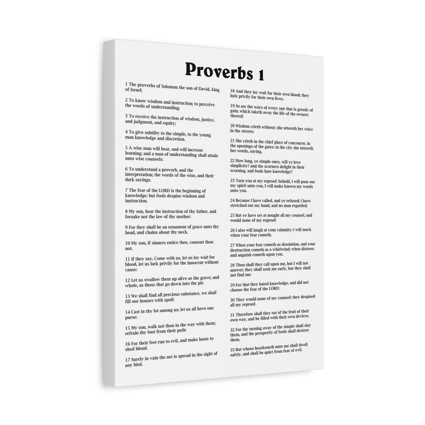 Scripture Walls Proverbs Chapter 1 White Bible Canvas Christian Wall Art Ready to Hang Unframed