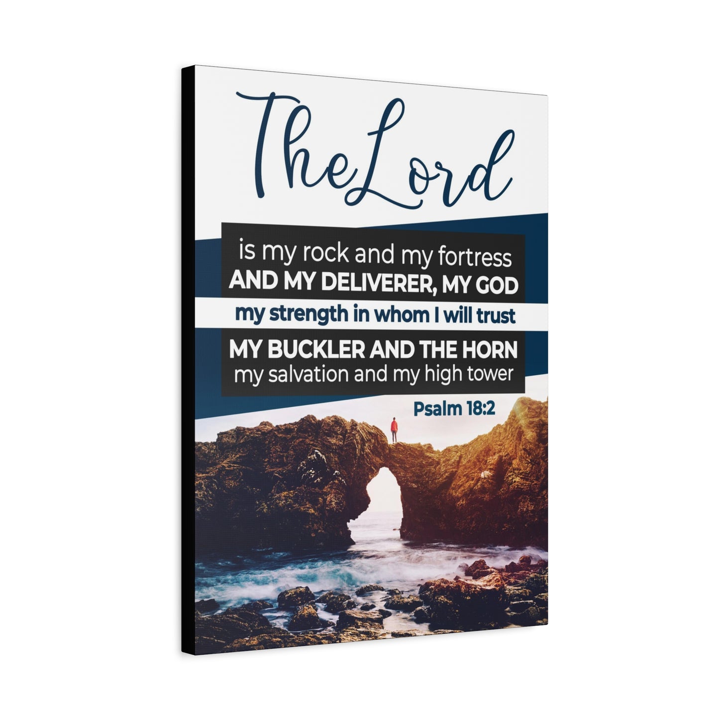 Scripture Canvas The Lord is My Rock Psalm 18:2 KJV Christian Wall Art Bible Verse Print Ready to Hang