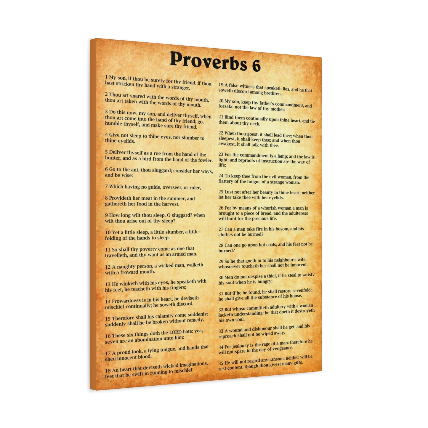 Scripture Walls Proverbs Chapter 6 Gold Bible Canvas Christian Wall Art Ready to Hang Unframed