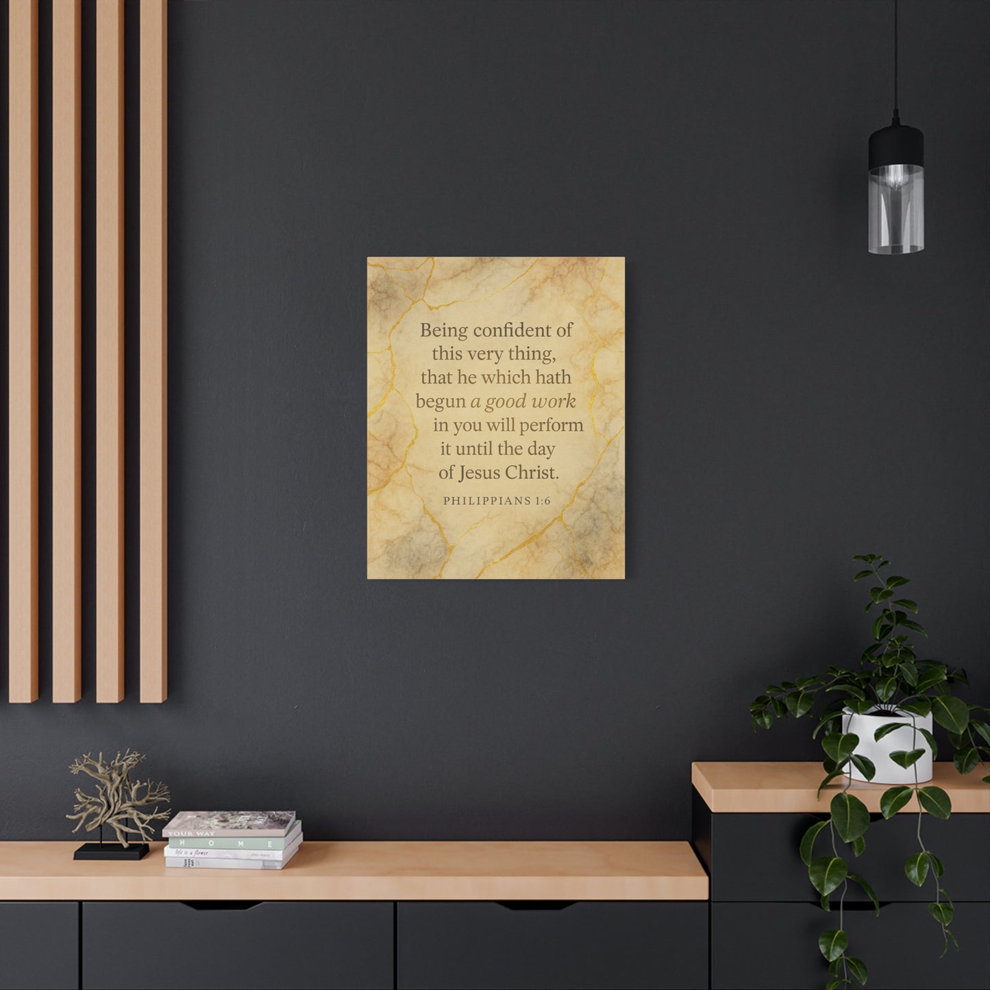 Bible Verse Canvas Philippians 1:6 Christian Home Décor Wall Art Scripture Ready to Hang Faith Print