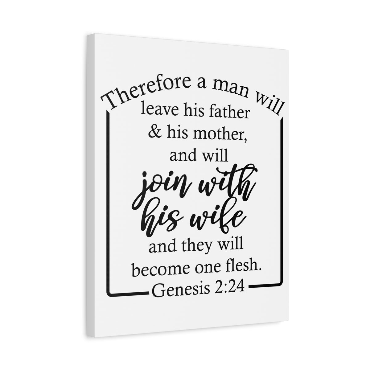 Scripture Canvas With His Wife Genesis 2:24 Christian Wall Art Bible Verse Print Ready to Hang