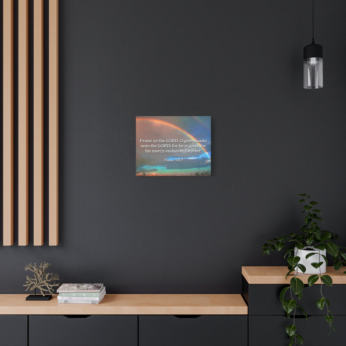 Scripture Canvas Praise Ye Psalm 106:1 Christian Wall Art Bible Verse Print Ready to Hang