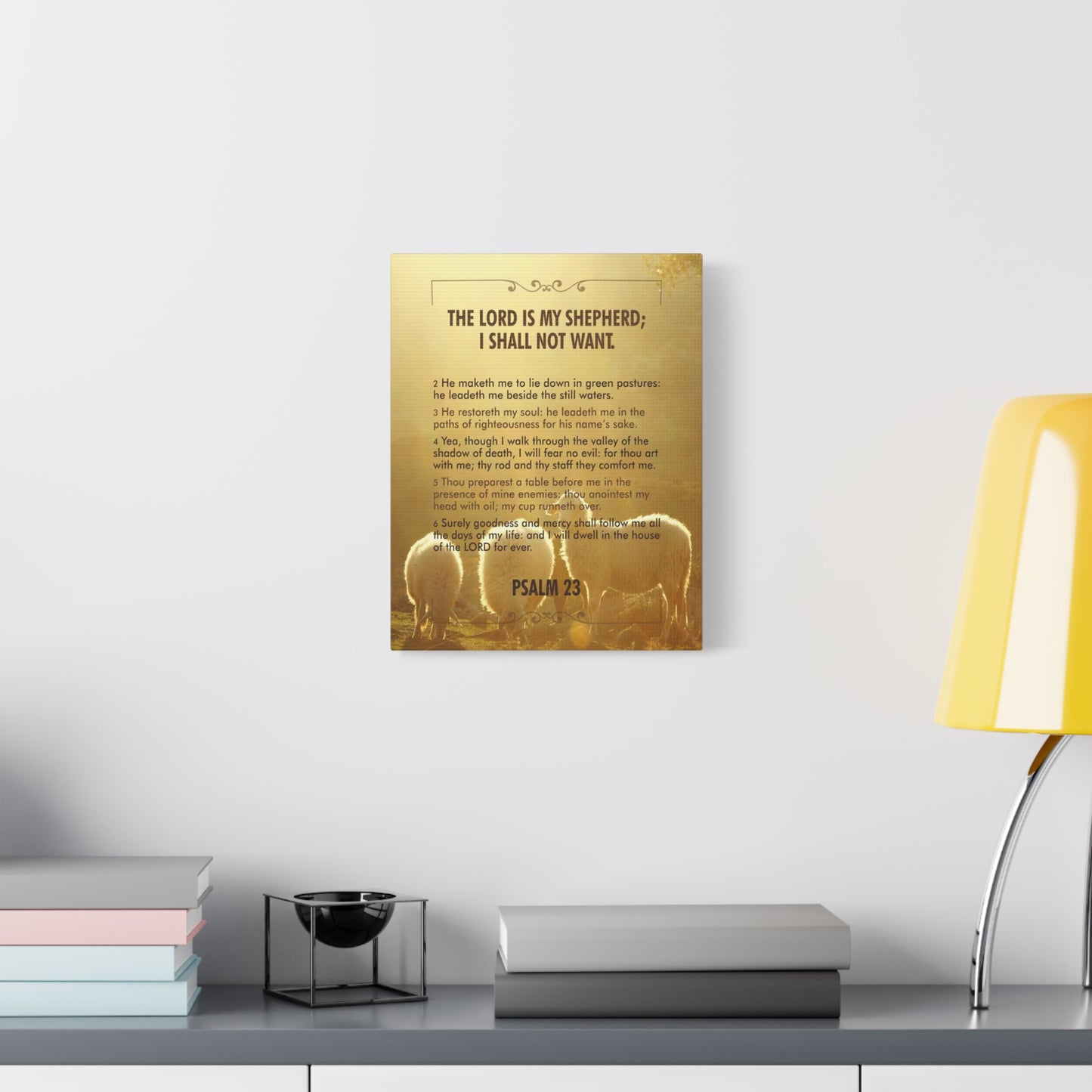 Bible Verse Canvas Lord is my Shepherd Psalm 23 Canvas Christian Home Décor Ready to Hang Scripture Wall Art