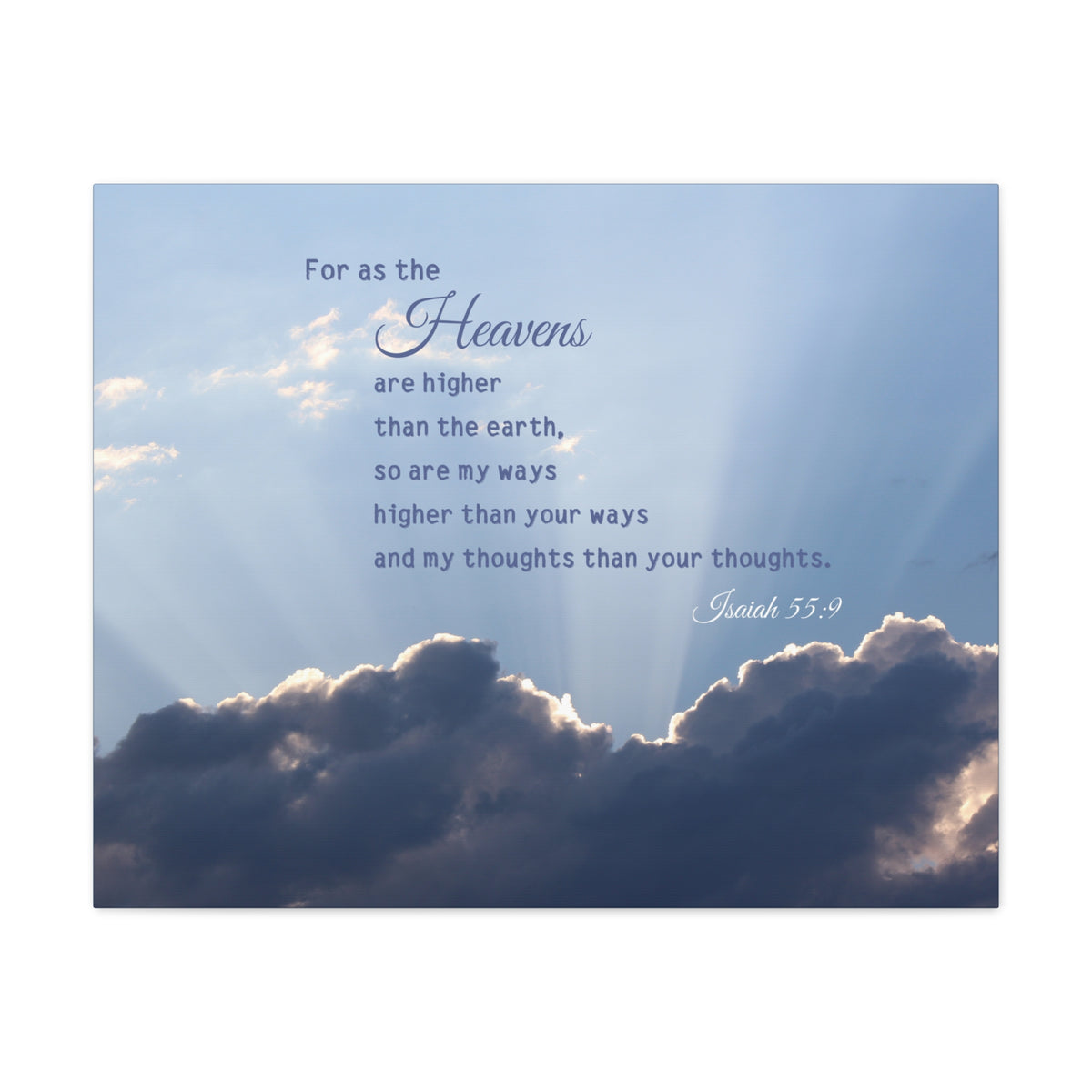 Scripture Canvas My Ways Isaiah 55:9 Christian Wall Art Bible Verse Print Ready to Hang
