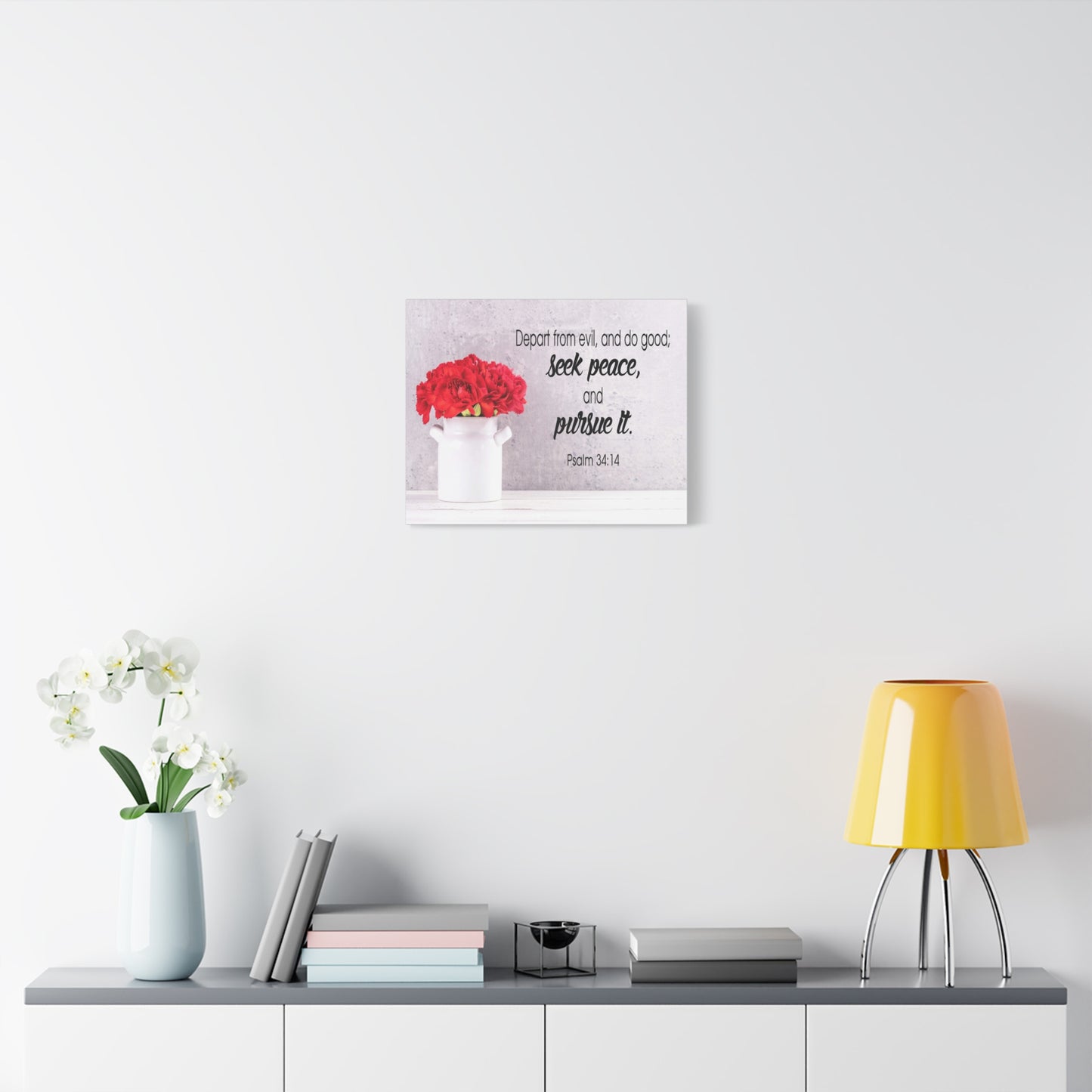 Scripture Canvas Seek Peace and Pursue It Psalm 34:14 Christian Wall Art Bible Verse Print Ready to Hang